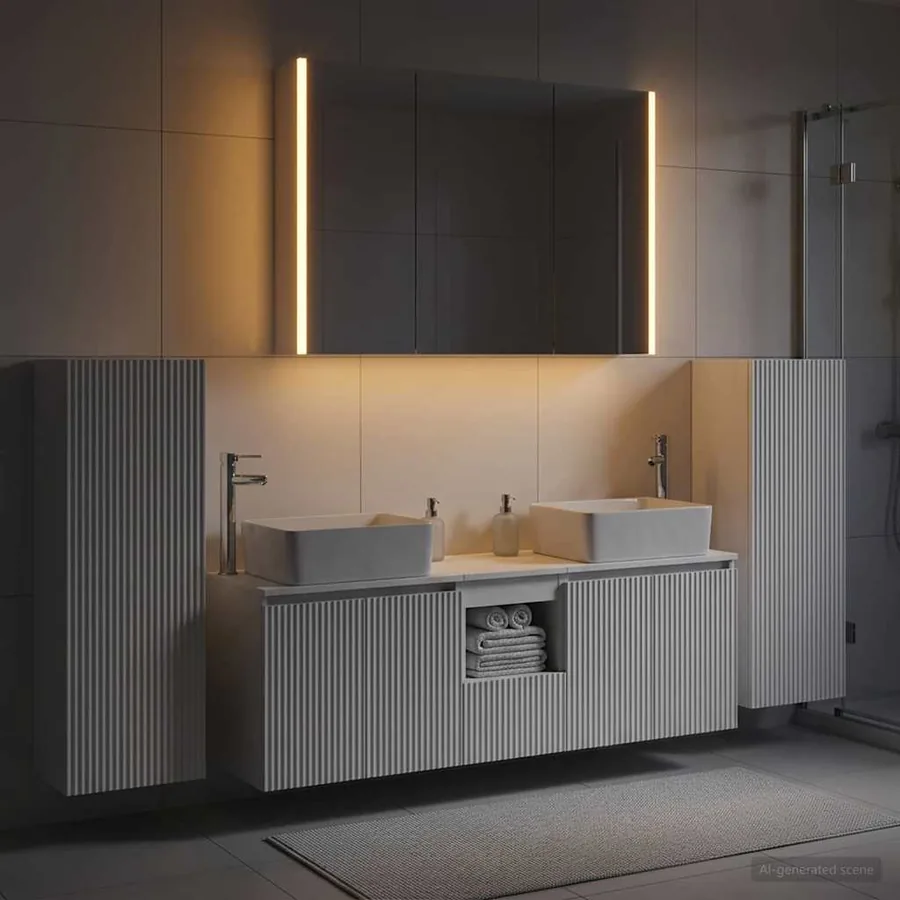 Ensemble de mobilier de salle de bain 6 pcs Blanc - 4