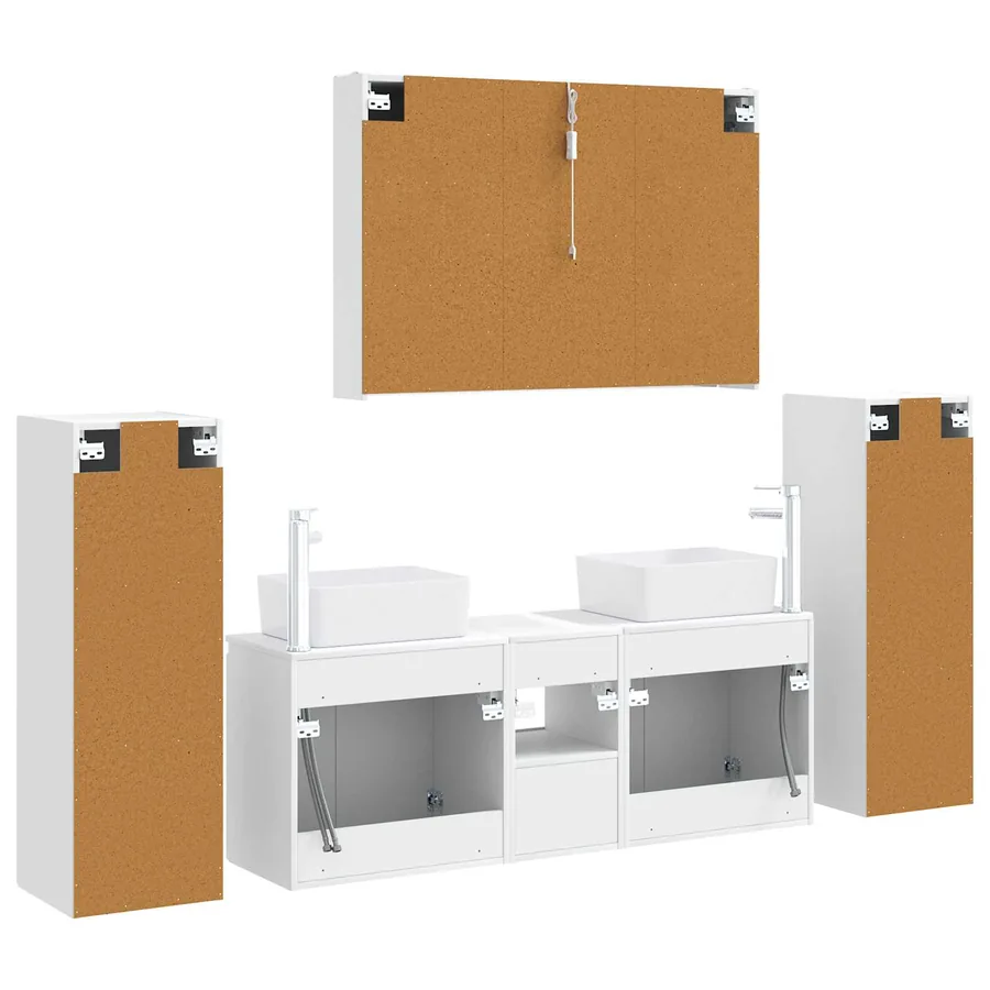 Ensemble de mobilier de salle de bain 6 pcs Blanc - 9