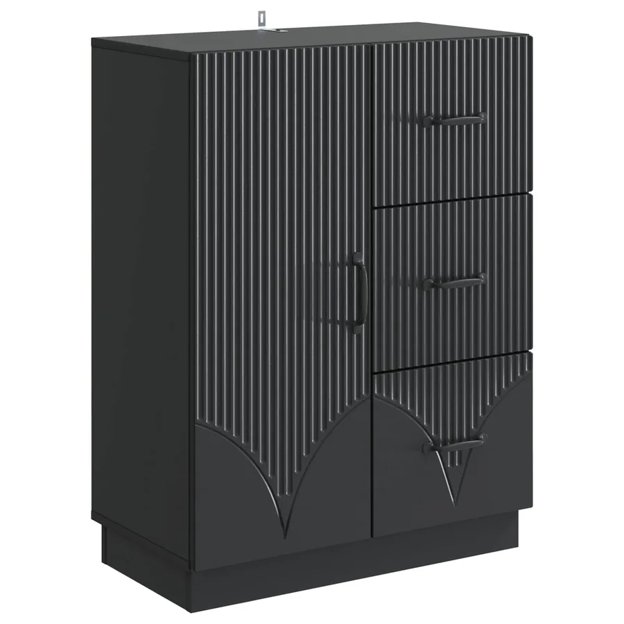 Buffet avec tiroir Noir 66 x 34,5 x 87 cm Bois d'ingénierie - 2
