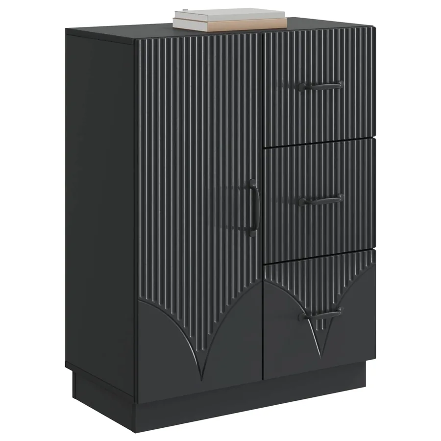Buffet avec tiroir Noir 66 x 34,5 x 87 cm Bois d'ingénierie - 3