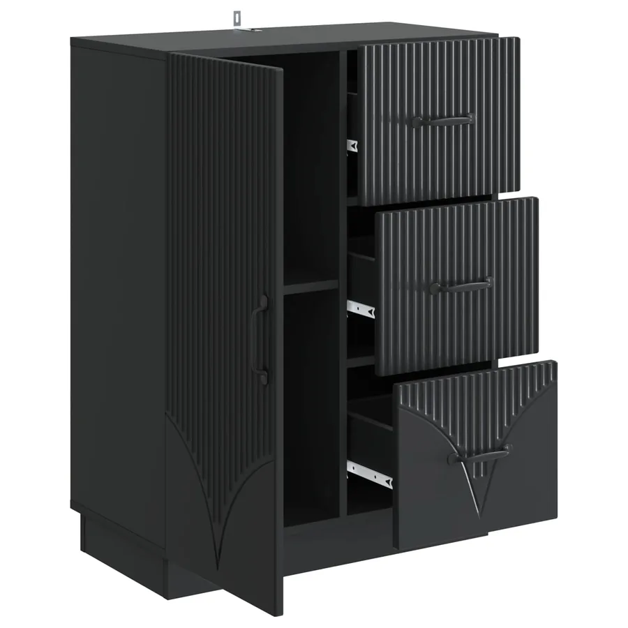 Buffet avec tiroir Noir 66 x 34,5 x 87 cm Bois d'ingénierie - 5