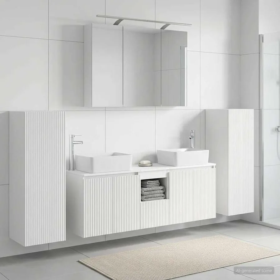 Ensemble de mobilier de salle de bain 6 pcs Blanc