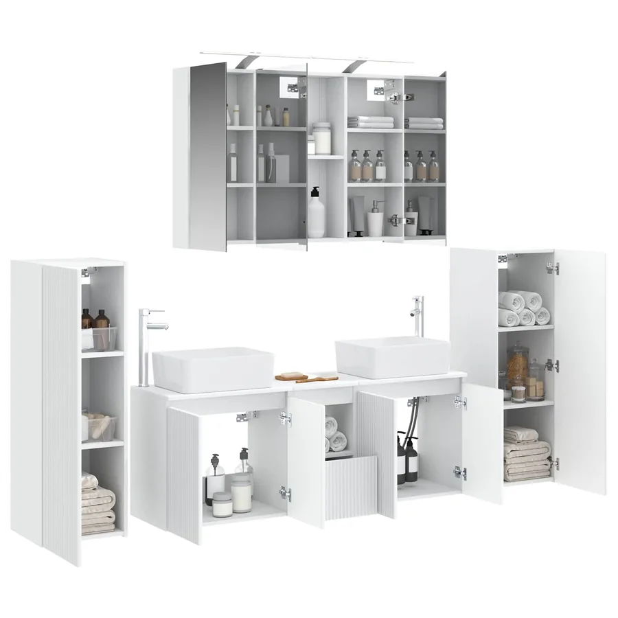 Ensemble de mobilier de salle de bain 6 pcs Blanc - 3