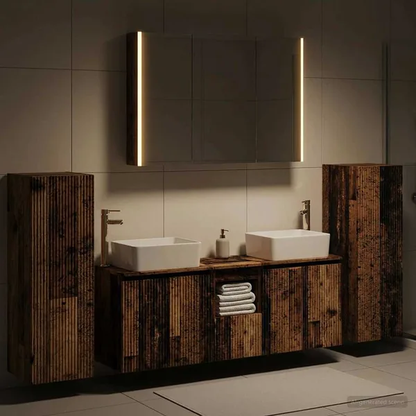 Ensemble de mobilier de salle de bain 6 pcs Bois ancien