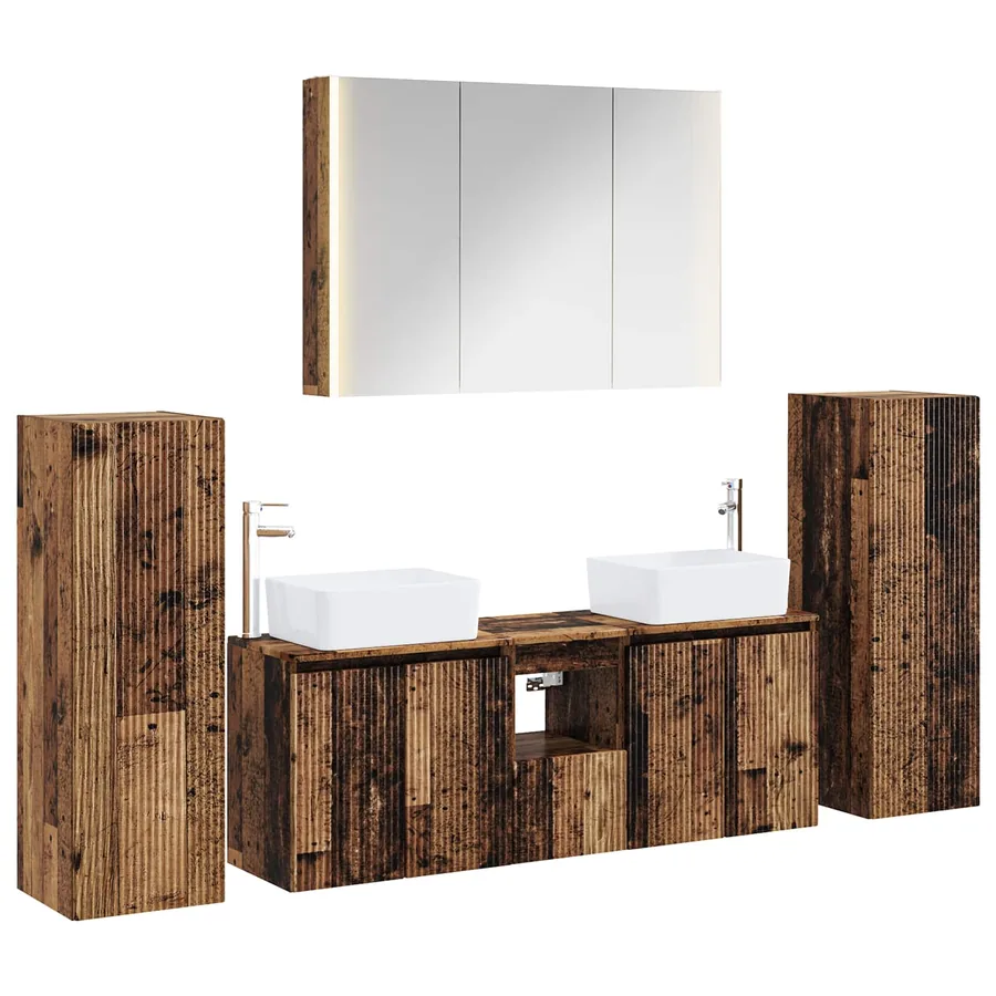 Ensemble de mobilier de salle de bain 6 pcs Bois ancien - 2