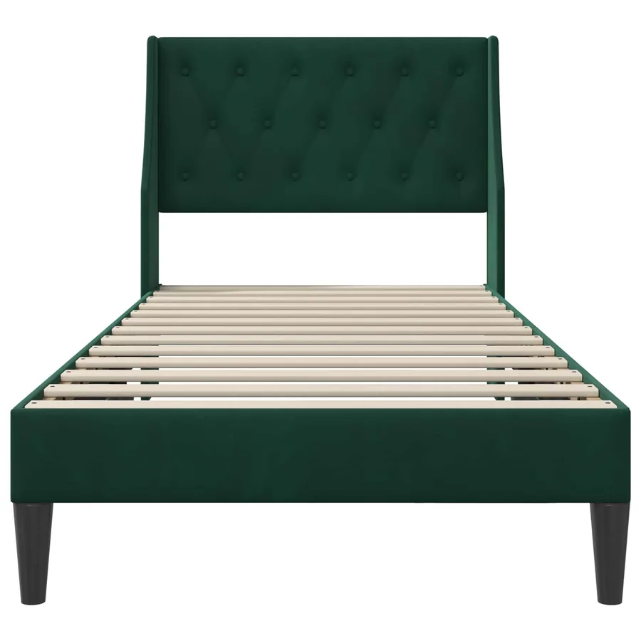 Cadre de lit avec tête de lit Vert foncé 80 x 200 cm Velours - 4