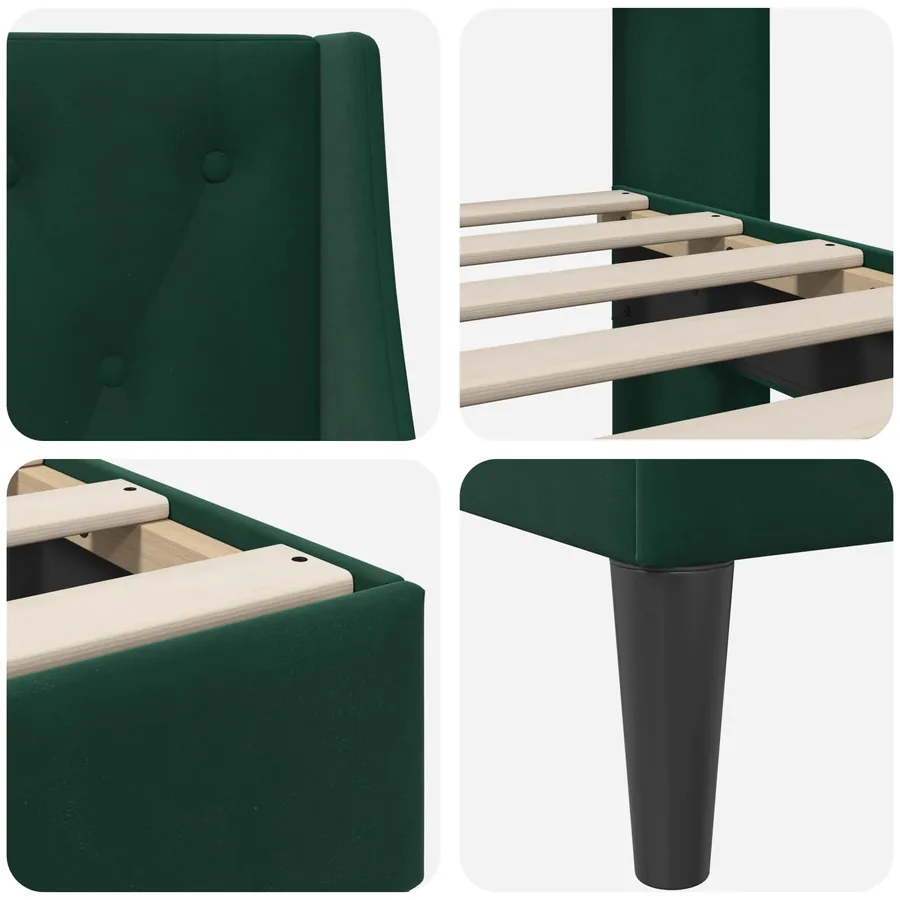 Cadre de lit avec tête de lit Vert foncé 80 x 200 cm Velours - 7