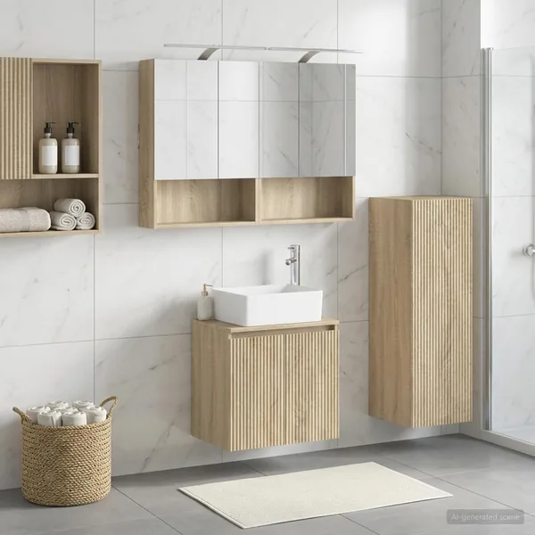 Ensemble de mobilier de salle de bain 4 pcs Chêne Sonoma