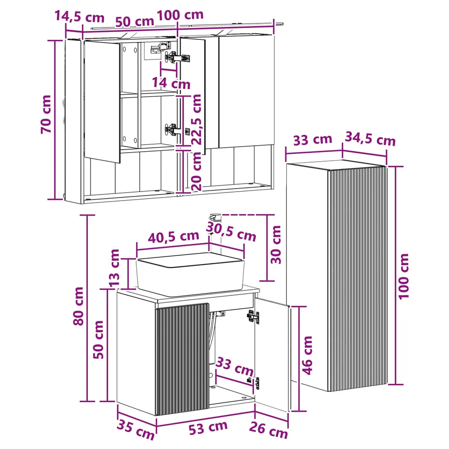 Ensemble de mobilier de salle de bain 4 pcs Chêne Sonoma - 13