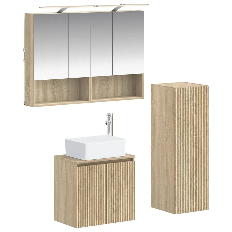 Ensemble de mobilier de salle de bain 4 pcs Chêne Sonoma - 2