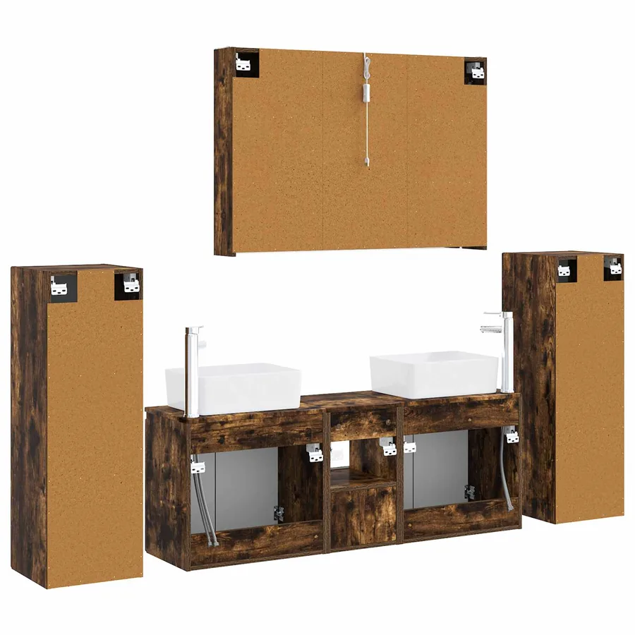 Ensemble de mobilier de salle de bain 6 pcs Chêne fumé - 9