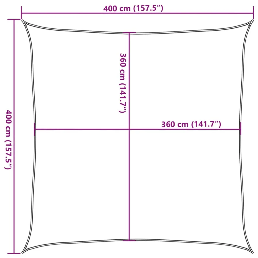 Voile d'ombrage 160 g/m² Anthracite 4x4 m PEHD - 10