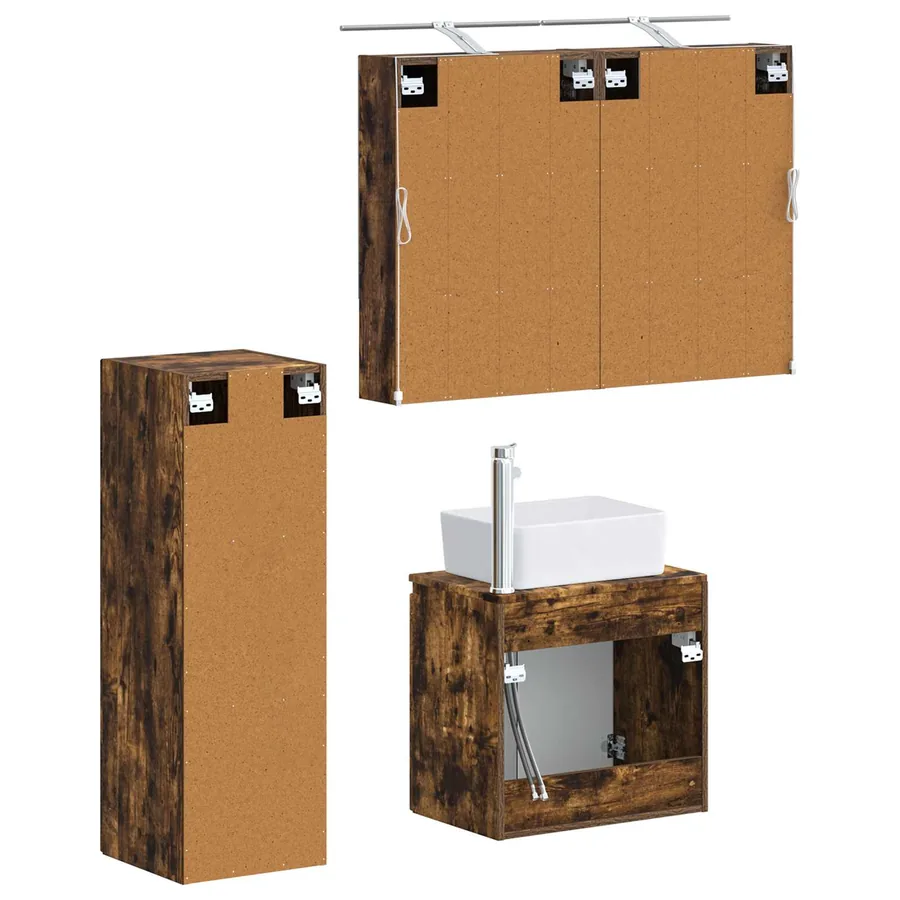Ensemble de mobilier de salle de bain 4 pcs Chêne fumé - 5