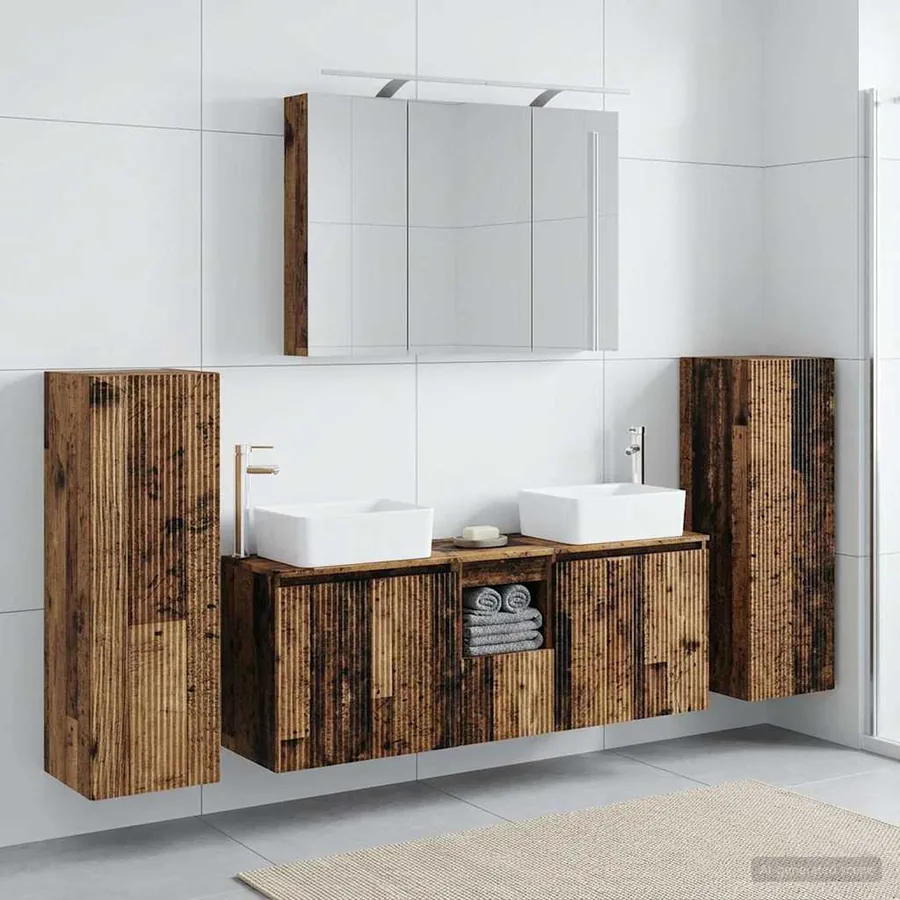 Ensemble de mobilier de salle de bain 6 pcs Bois ancien