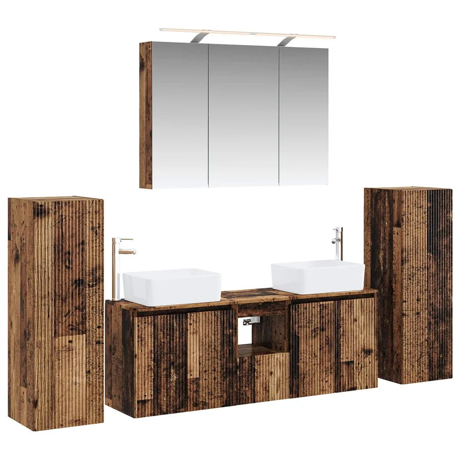 Ensemble de mobilier de salle de bain 6 pcs Bois ancien - 2