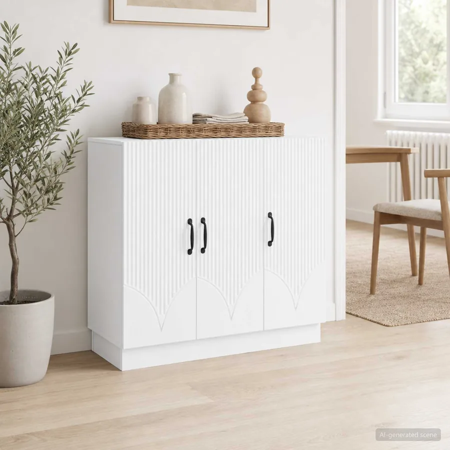 Buffet Blanc 89 x 34,5 x 77 cm Bois d'ingénierie