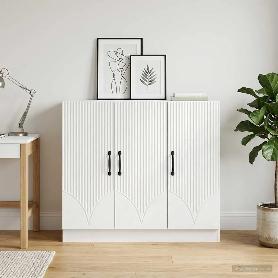 Buffet Blanc 89 x 34,5 x 77 cm Bois d'ingénierie - 4