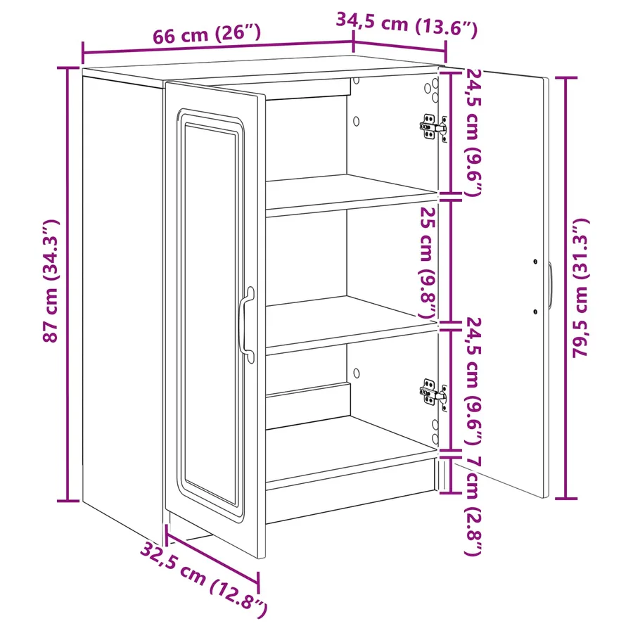 Buffet Blanc 66 x 34,5 x 87 cm Bois d'ingénierie - 11
