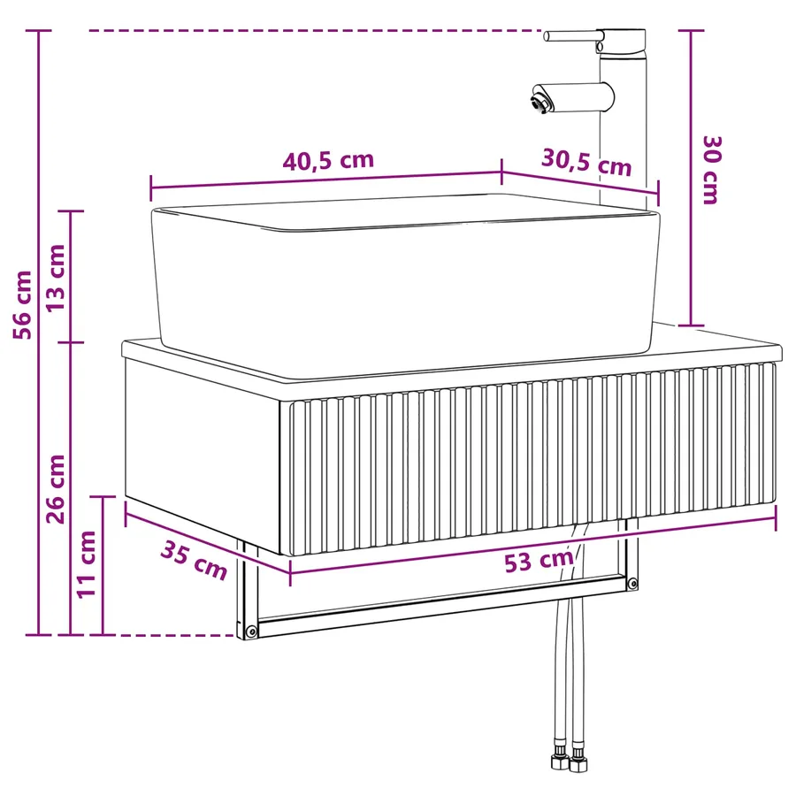 Basin de lavage mural Chêne Sonoma 53 x 35 x 39 cm - 10