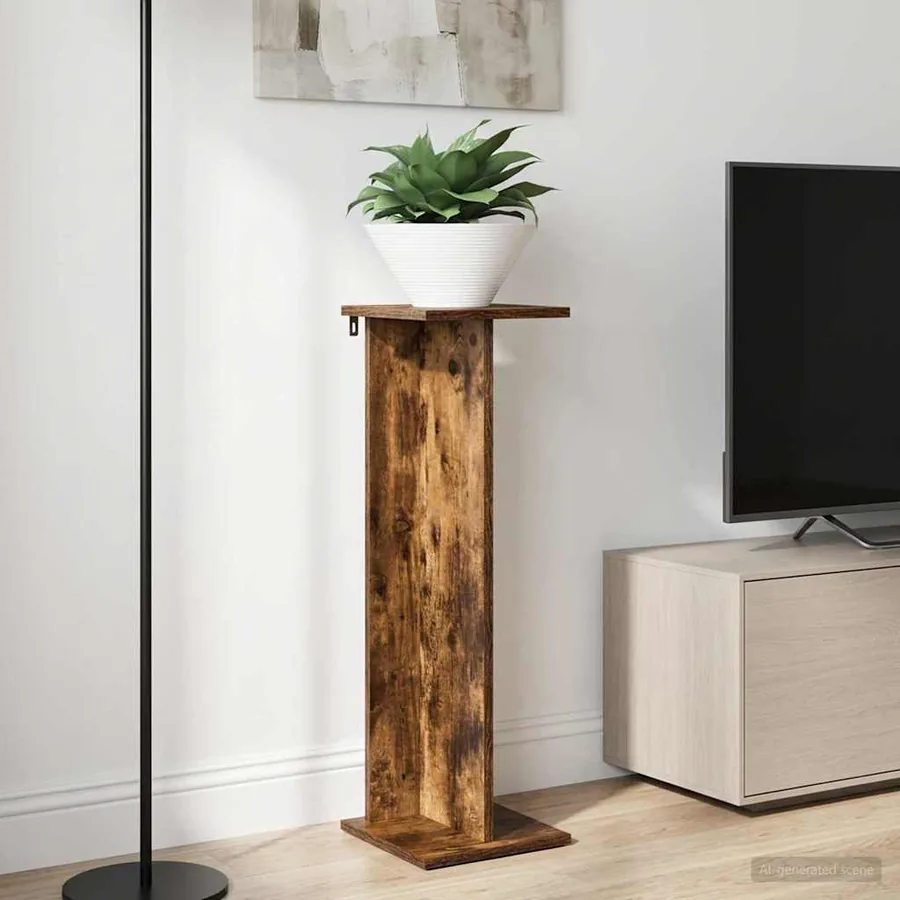 Support de Plante 2 pc Chêne Fumé 25 x 25,5 x 80,5 cm