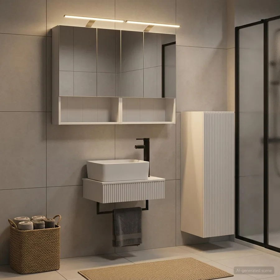 Ensemble d'armoire de salle de bain 4 pcs Blanc