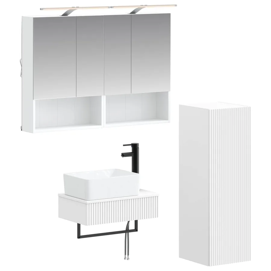 Ensemble d'armoire de salle de bain 4 pcs Blanc - 2