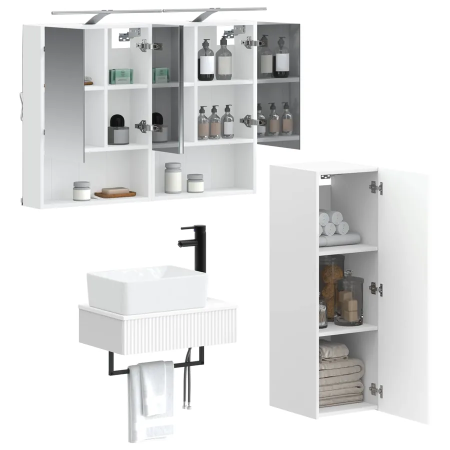 Ensemble d'armoire de salle de bain 4 pcs Blanc - 3