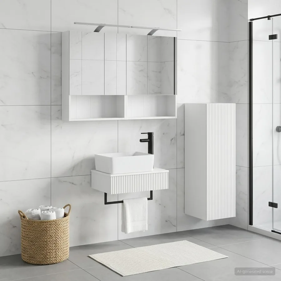 Ensemble d'armoire de salle de bain 4 pcs Blanc - 4