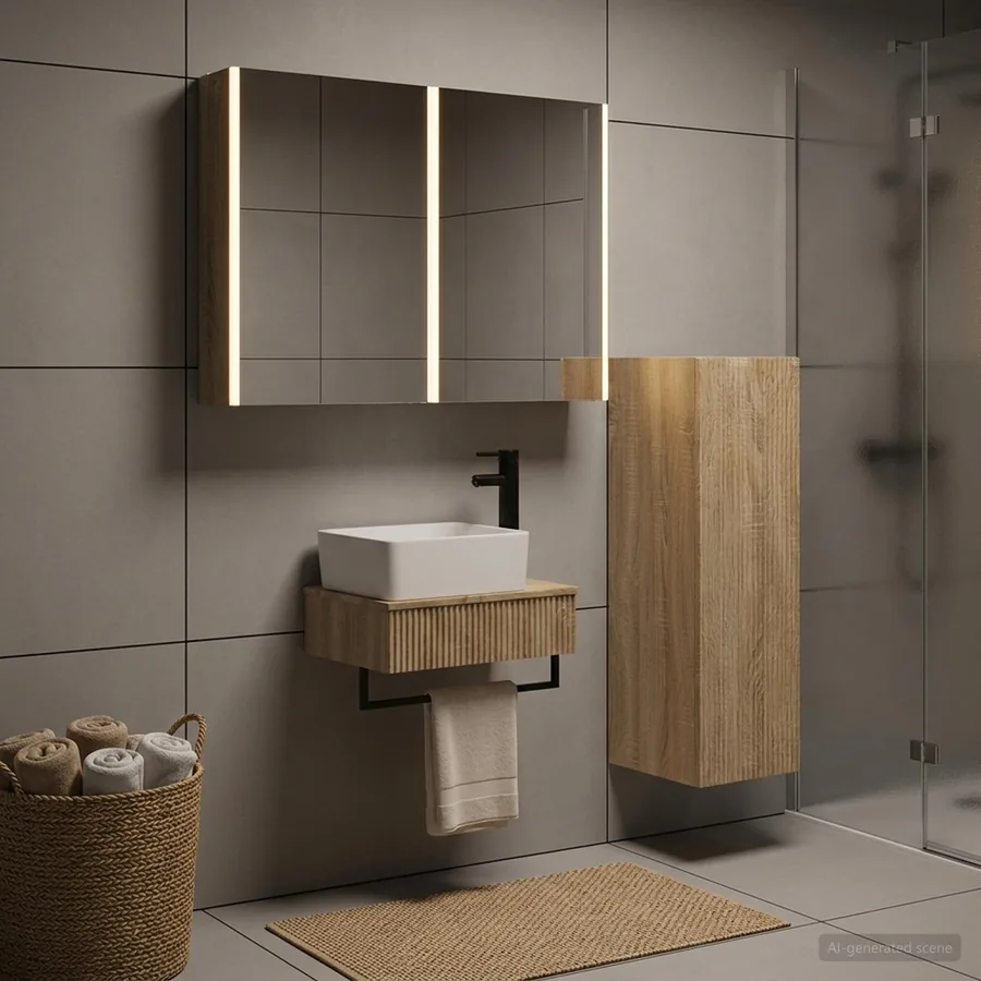 Ensemble de mobilier de salle de bain 4 pcs Chêne Sonoma