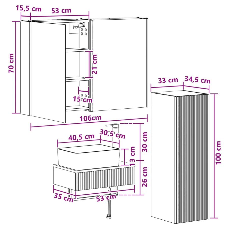 Ensemble de mobilier de salle de bain 4 pcs Chêne Sonoma - 12