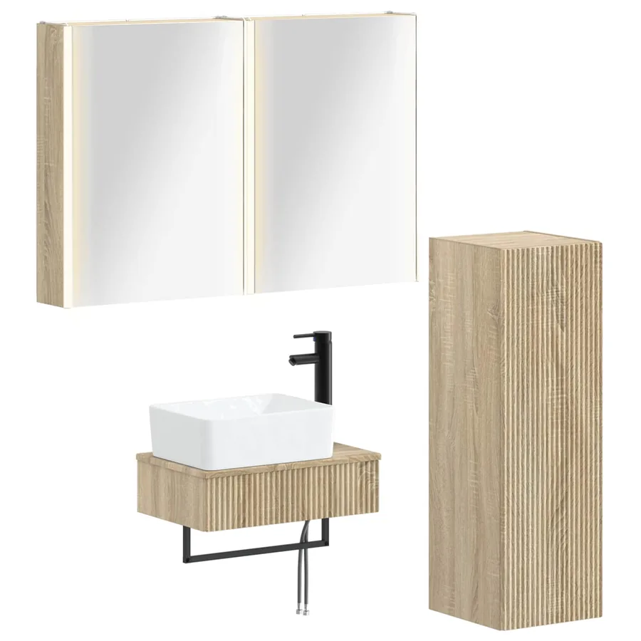 Ensemble de mobilier de salle de bain 4 pcs Chêne Sonoma - 2