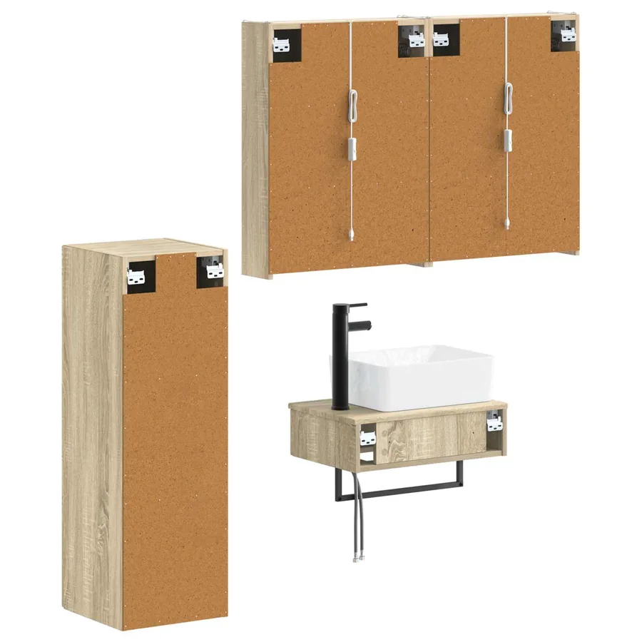 Ensemble de mobilier de salle de bain 4 pcs Chêne Sonoma - 5