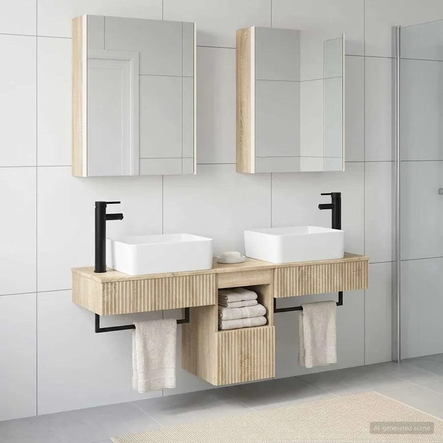 Ensemble d'armoire de salle de bain 5 pcs Chêne Sonoma
