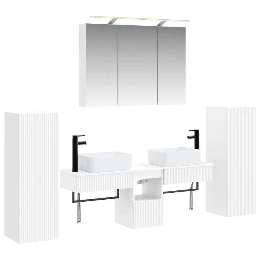 Ensemble de mobilier de salle de bain 6 pcs Blanc - 2