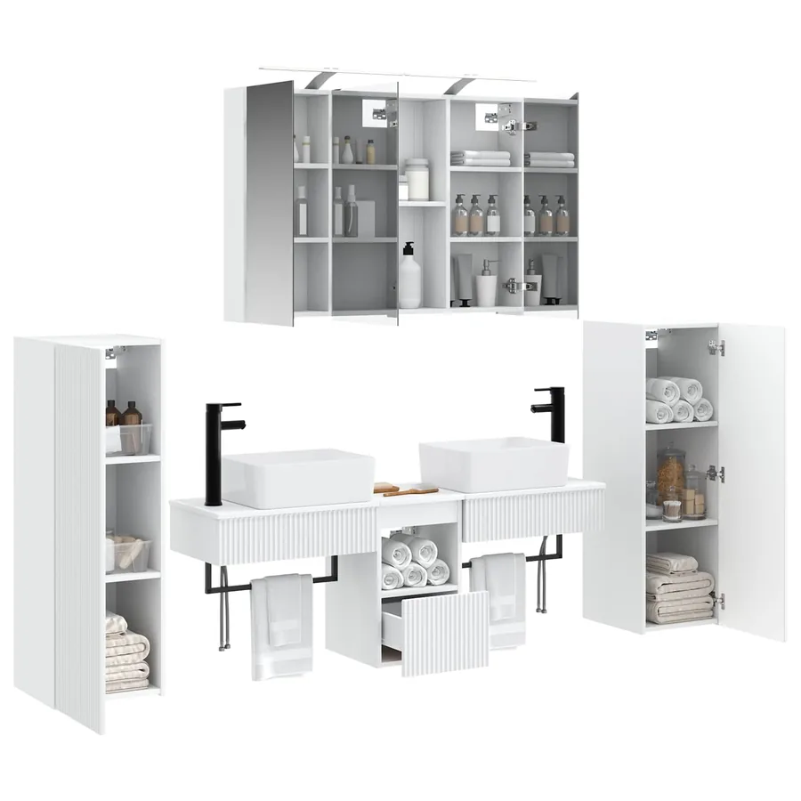 Ensemble de mobilier de salle de bain 6 pcs Blanc - 3