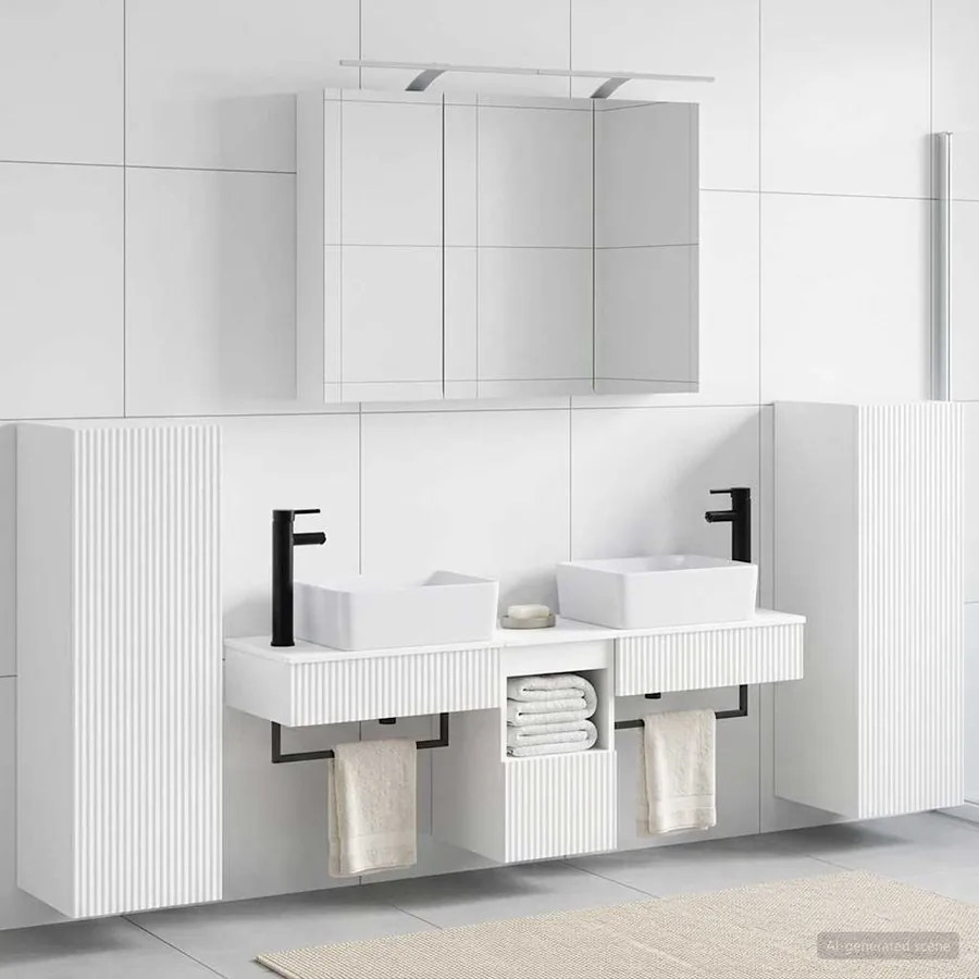 Ensemble de mobilier de salle de bain 6 pcs Blanc - 4
