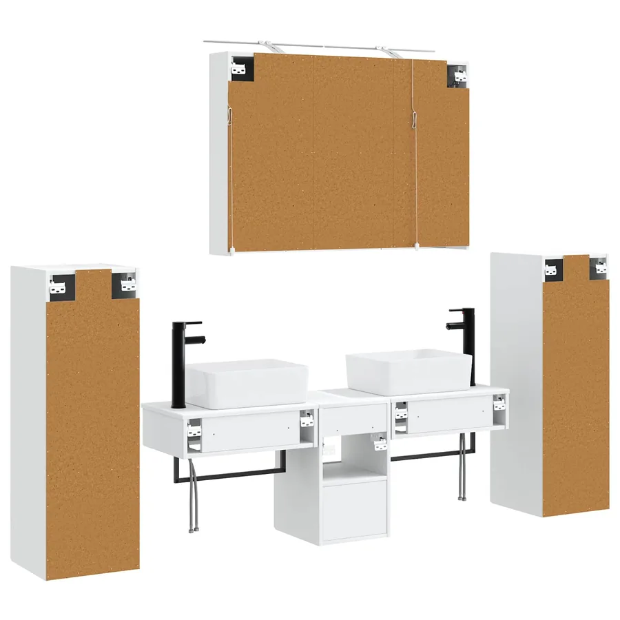 Ensemble de mobilier de salle de bain 6 pcs Blanc - 9