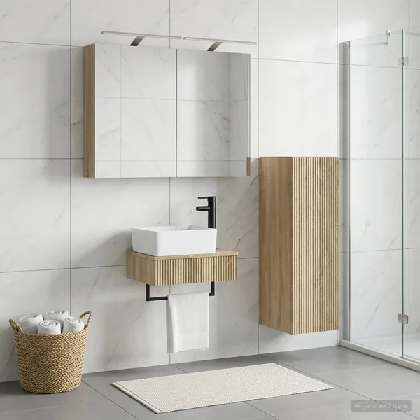 Ensemble d'armoire de salle de bain 4 pcs Chêne Sonoma