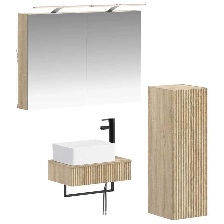Ensemble d'armoire de salle de bain 4 pcs Chêne Sonoma - 2