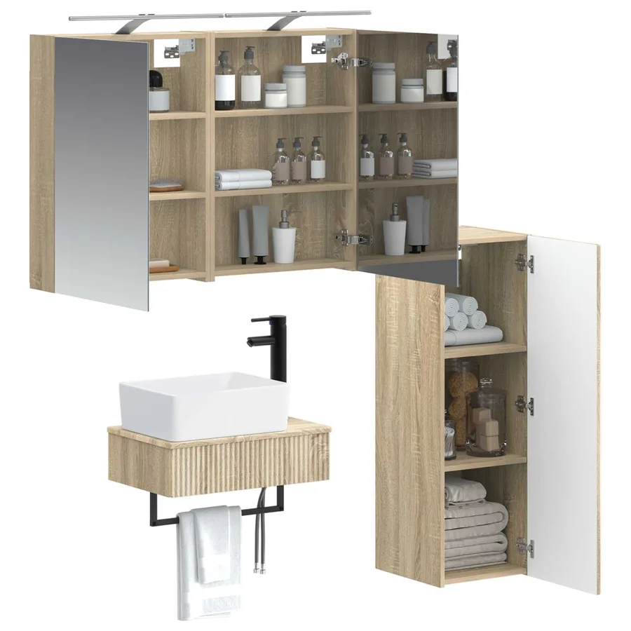 Ensemble d'armoire de salle de bain 4 pcs Chêne Sonoma - 3