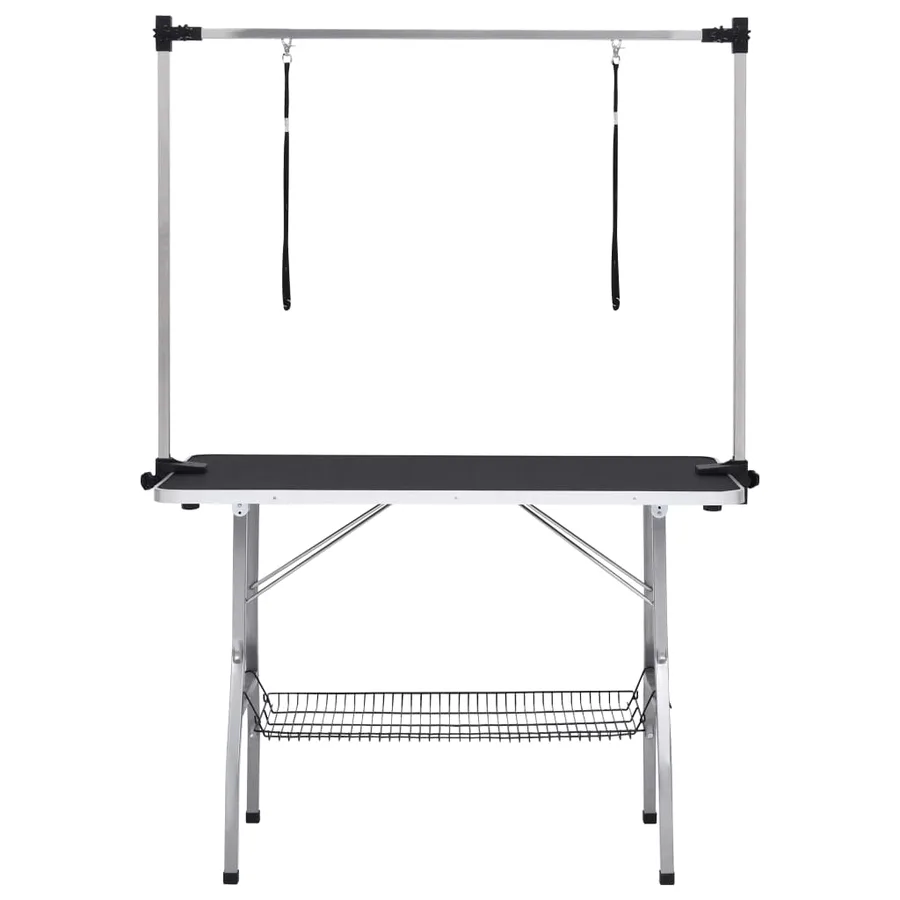 Table de toilettage réglable de chiens avec 2 boucles et panier - 3
