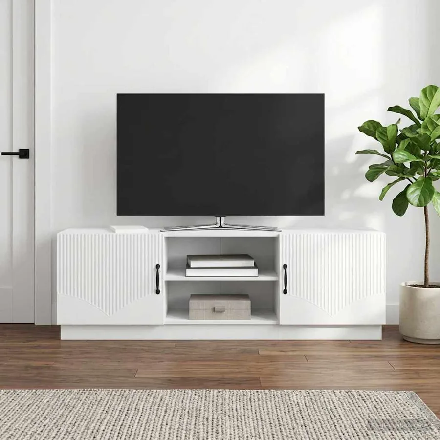 Meuble TV Blanc 150 x 31 x 47 cm Bois d'ingénierie - 4