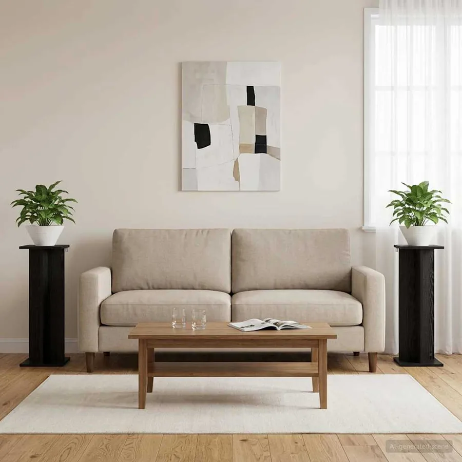 Support de Plante 2 pc Chêne Noir 25 x 25,5 x 80,5 cm