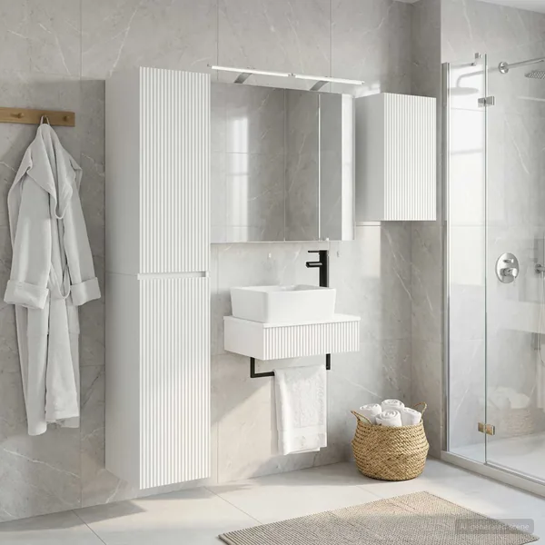 Ensemble de mobilier de salle de bain 5 pcs Blanc