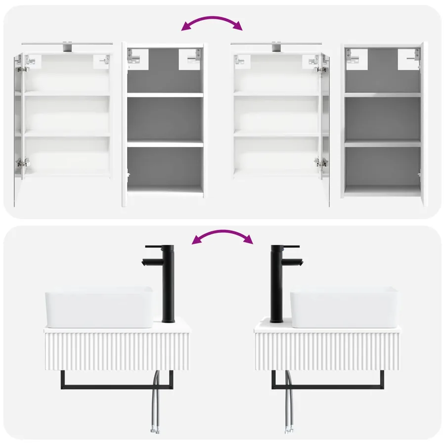 Ensemble de mobilier de salle de bain 5 pcs Blanc - 14