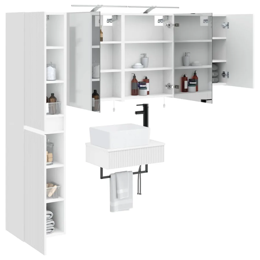 Ensemble de mobilier de salle de bain 5 pcs Blanc - 3