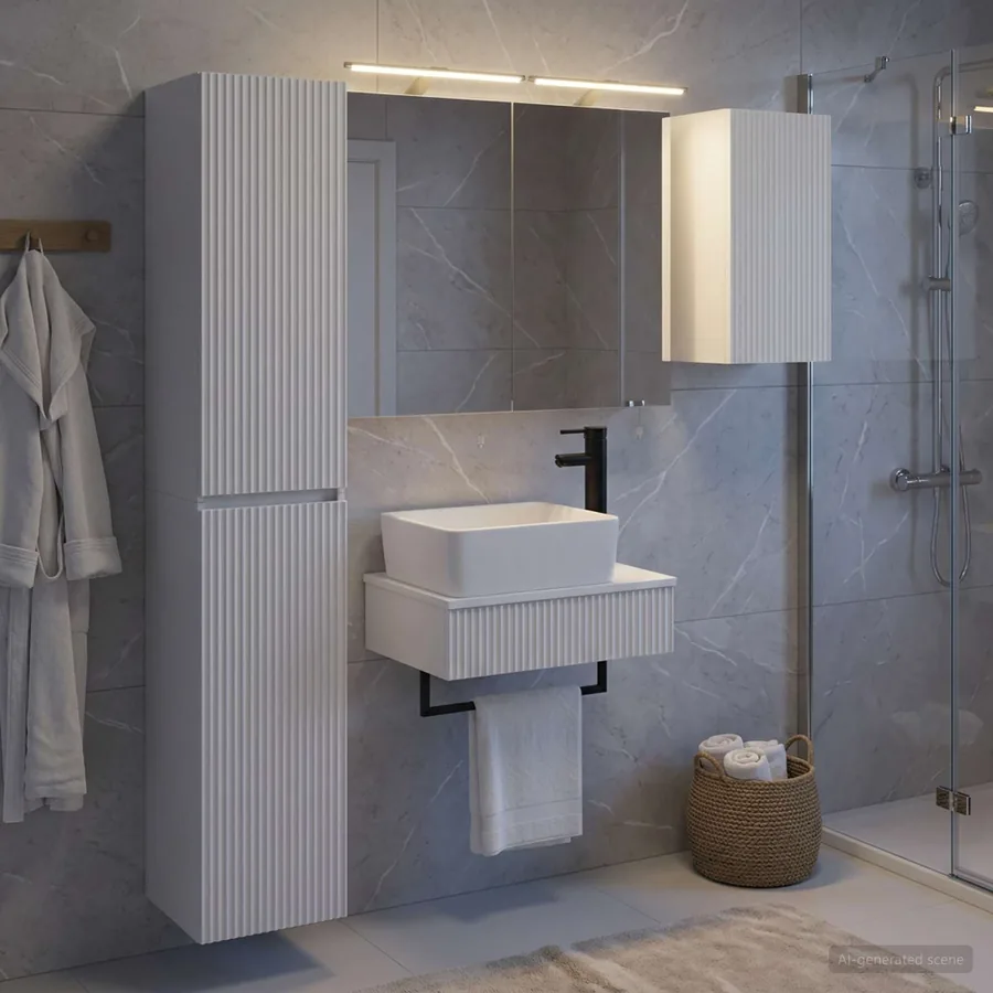 Ensemble de mobilier de salle de bain 5 pcs Blanc - 4