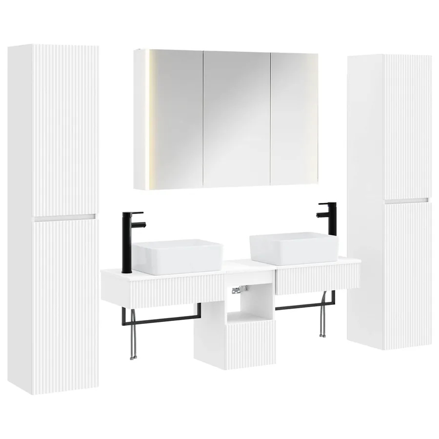 Ensemble de mobilier de salle de bain 6 pcs Blanc - 2