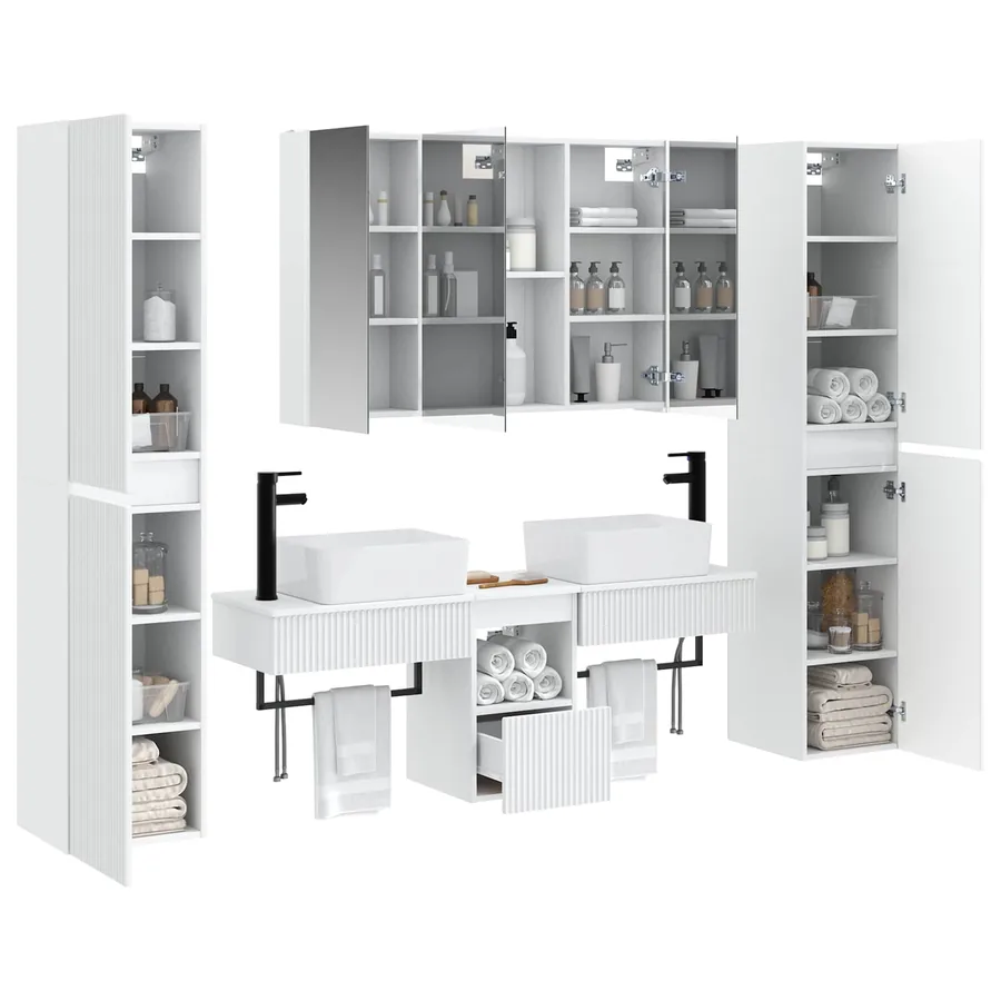 Ensemble de mobilier de salle de bain 6 pcs Blanc - 3