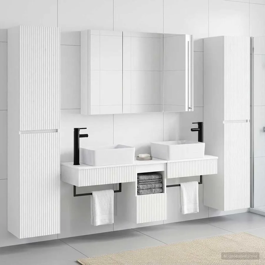Ensemble de mobilier de salle de bain 6 pcs Blanc - 4